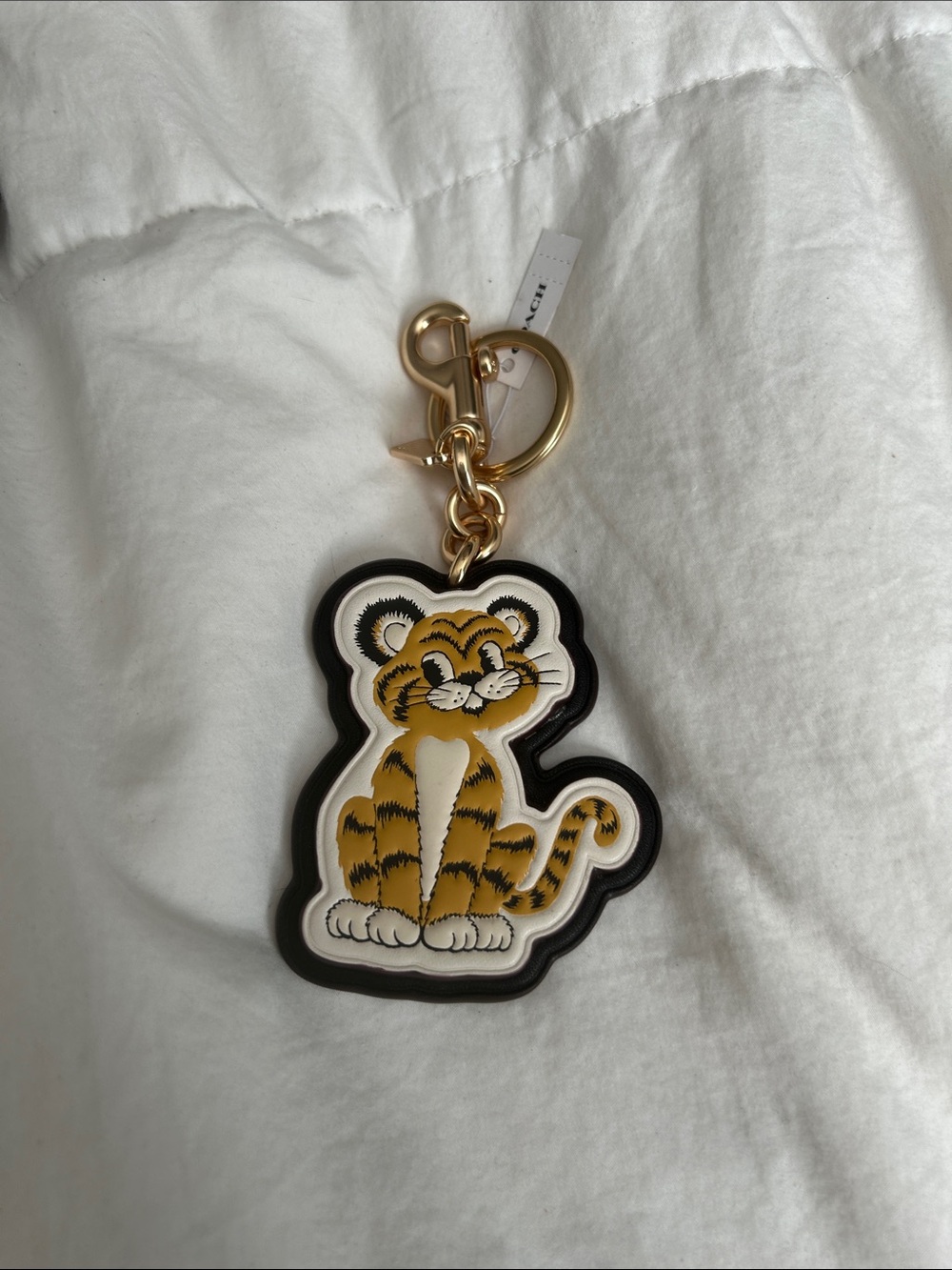 Gold Tiger Cat Keychain Charm - Cute Pet Accessory